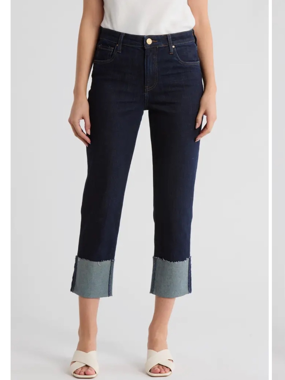 Kut from the Kloth Dark Indigo Cropped Straight Jeans size 10